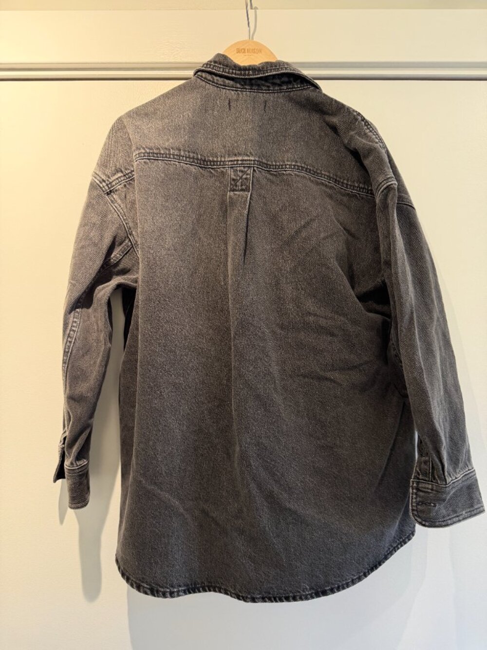 Madewell Oversized Denim Cargo Shirt Jacket Faded Black Size M - Picture 4 of 4